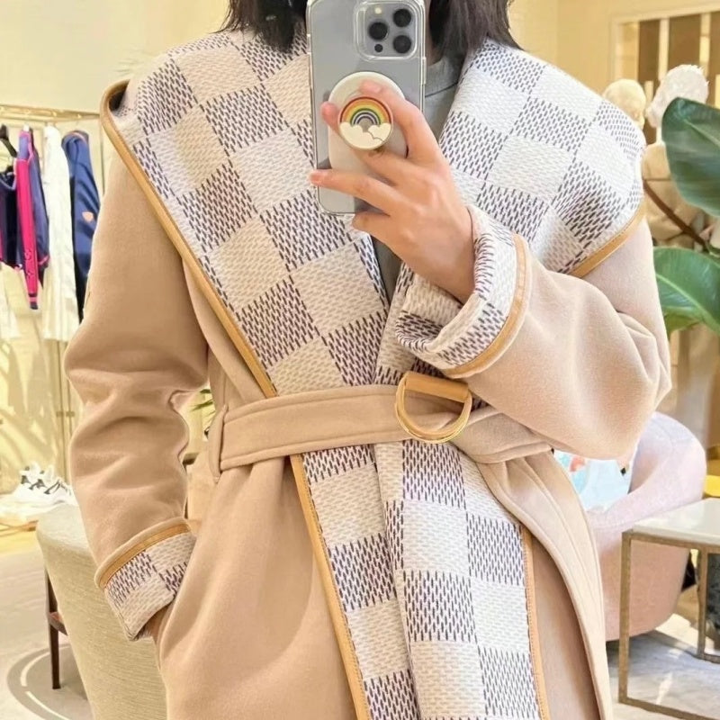 New Fashion Women Checkered Suede Coat DM1326092906