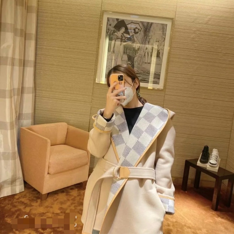 New Fashion Women Checkered Suede Coat DM1326092906