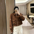 New Fashion Women CC Cropped Faux Suede Jacket DM1326092911