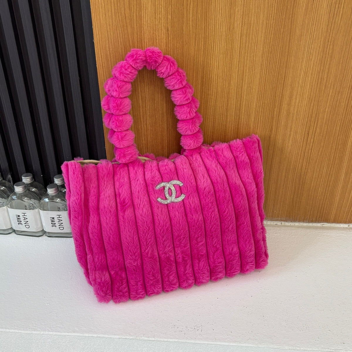 New Fashion Women CC Plush Tote Handbag JL1326092912