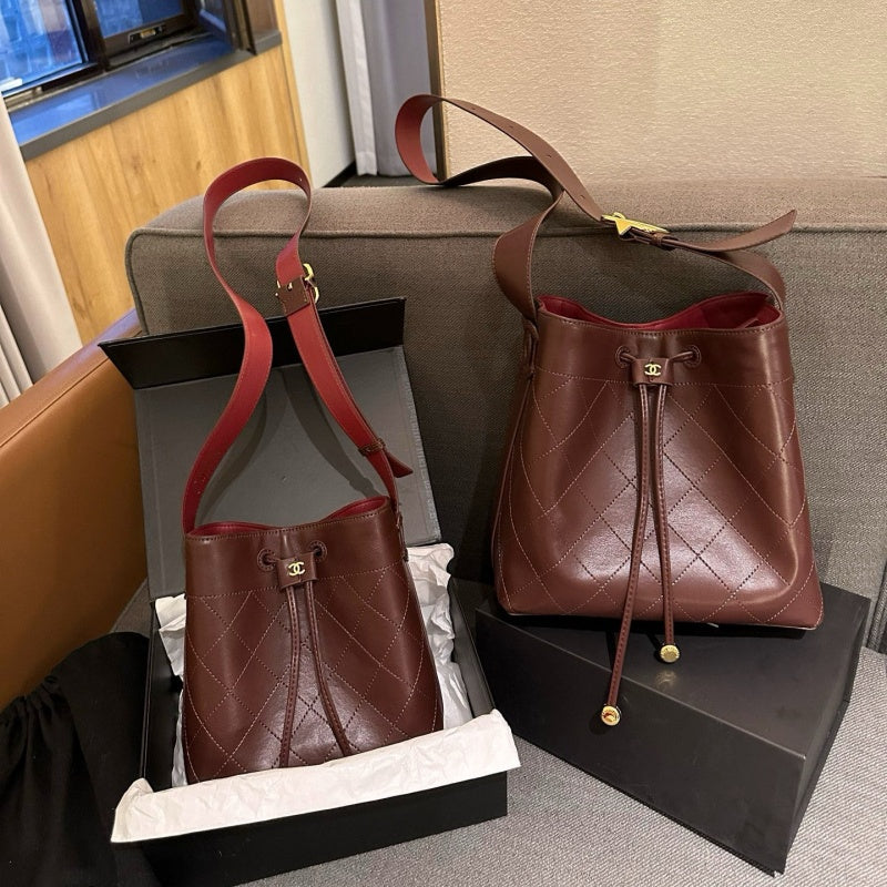 New Fashion Women Quilted Leather Bucket Bag XC1326092924