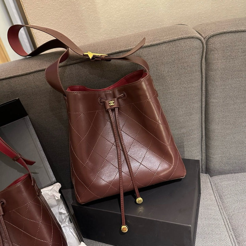 New Fashion Women Quilted Leather Bucket Bag XC1326092924