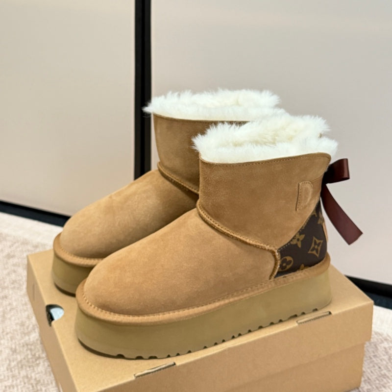 New Fashion Women's Bow Platform Snow Boots NK1326093005