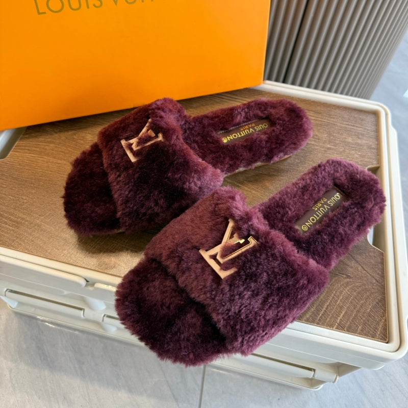 ew Fashion Women's Furry Slide Sandals NK1326093009