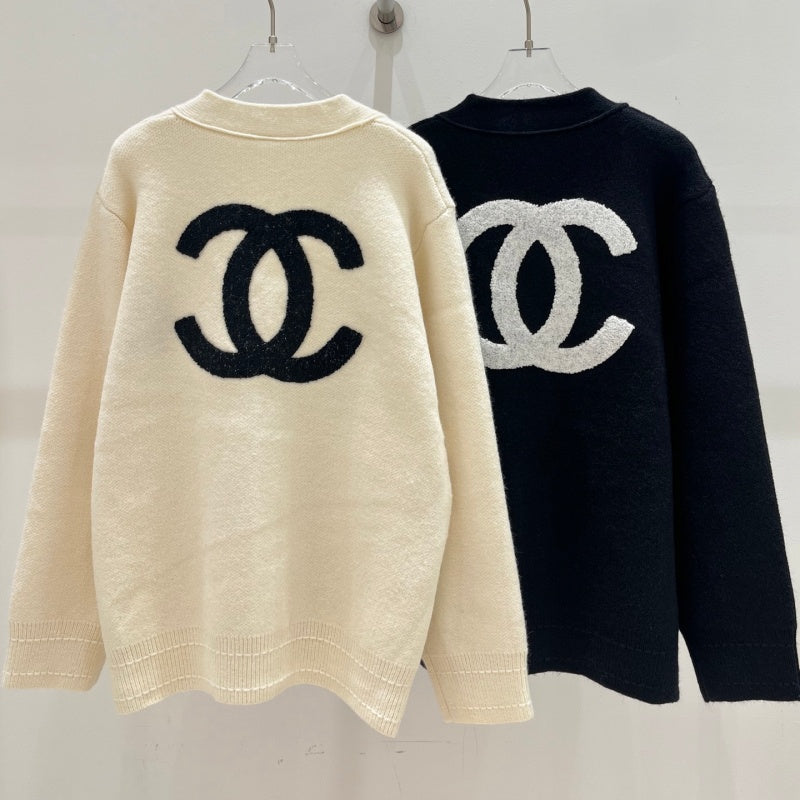 New Fashion Women's CC V-Neck Jacquard Knit Cardigan DM1326100803
