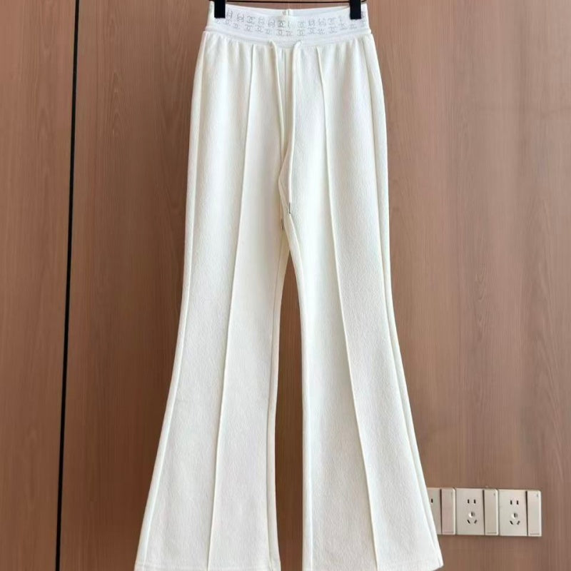 New Fashion Women's CCLetter Waist Drawstring Flared Pants DM1326100811