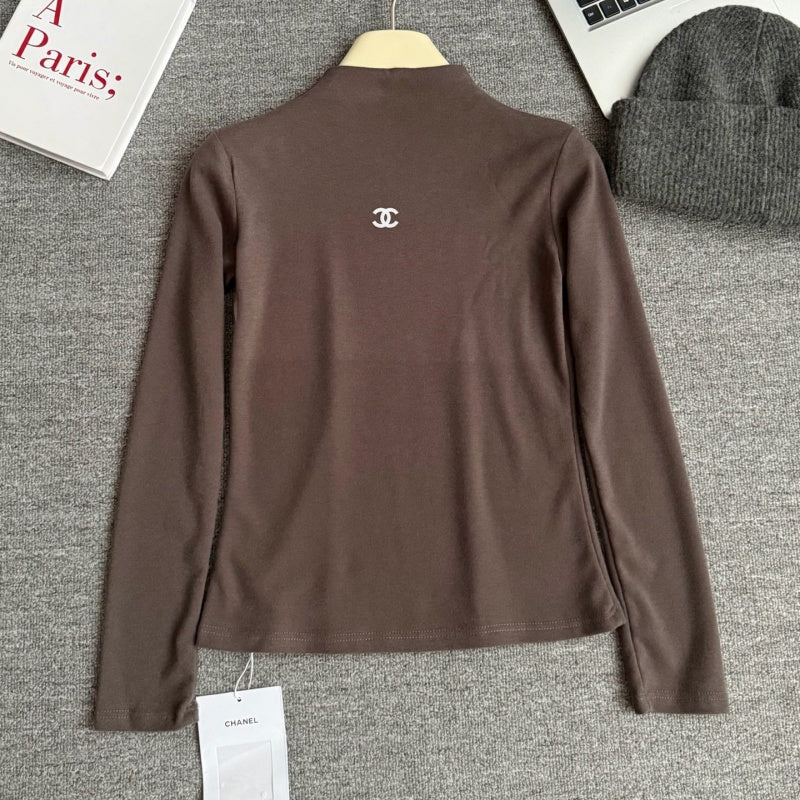 New Fashion Women's CC Mock Neck Fitted Base Top DM1326100812
