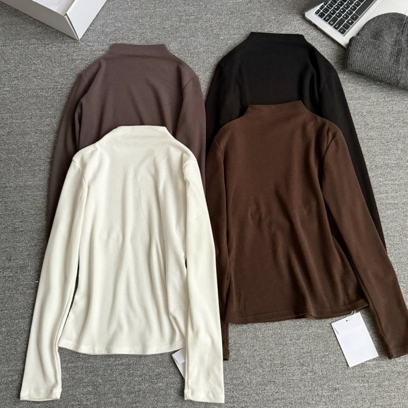 New Fashion Women's CC Mock Neck Fitted Base Top DM1326100812