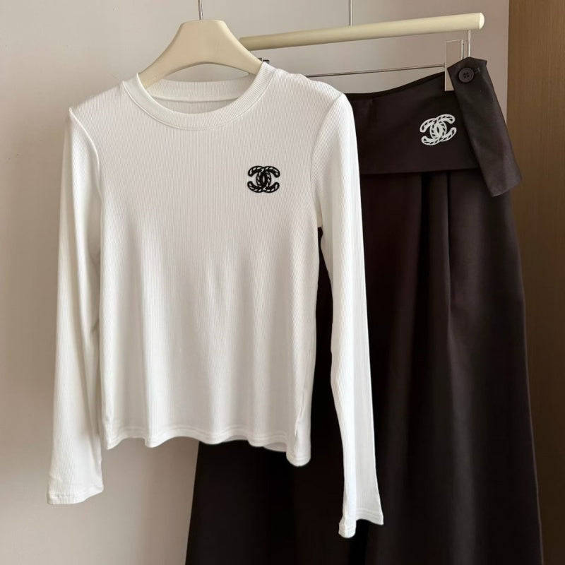 New Fashion Women's CC Versatile Crew Neck Long Sleeve Base Top DM1326100820