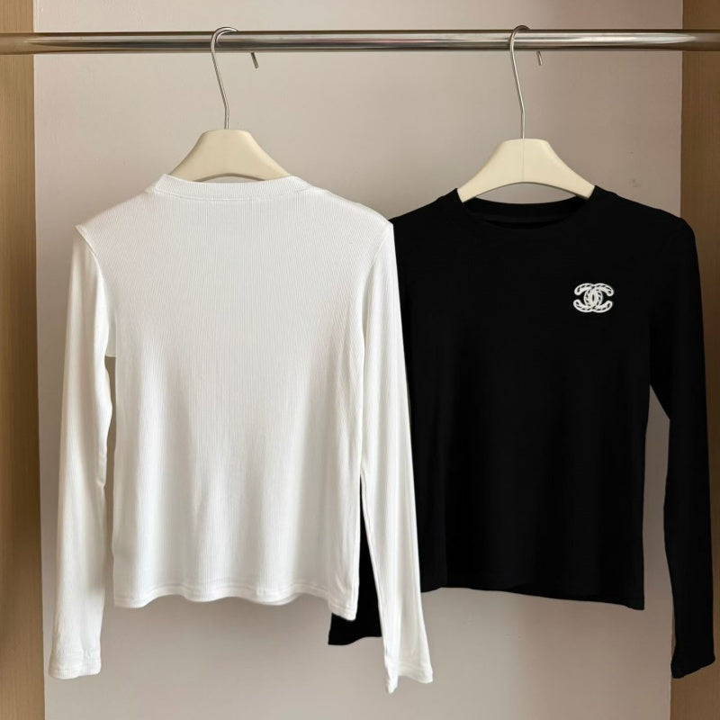 New Fashion Women's CC Versatile Crew Neck Long Sleeve Base Top DM1326100820