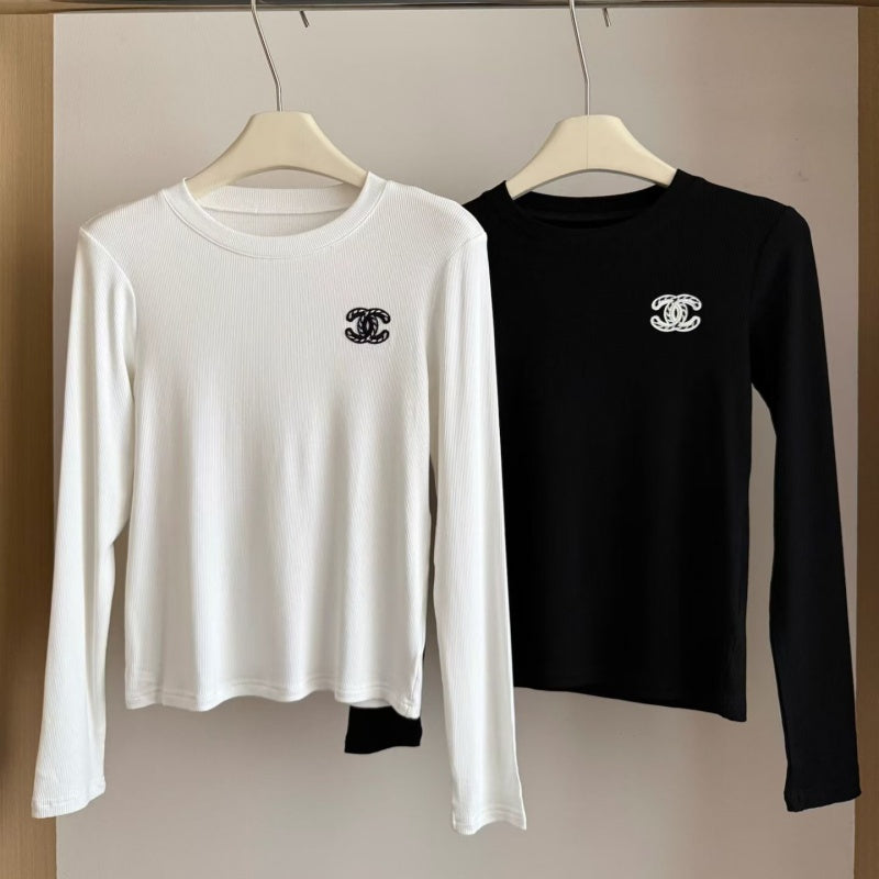 New Fashion Women's CC Versatile Crew Neck Long Sleeve Base Top DM1326100820