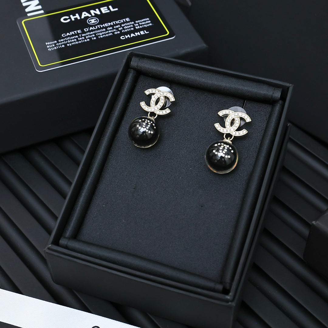New Fashion Double C Letter Glass Ball Earrings ZS1326100901