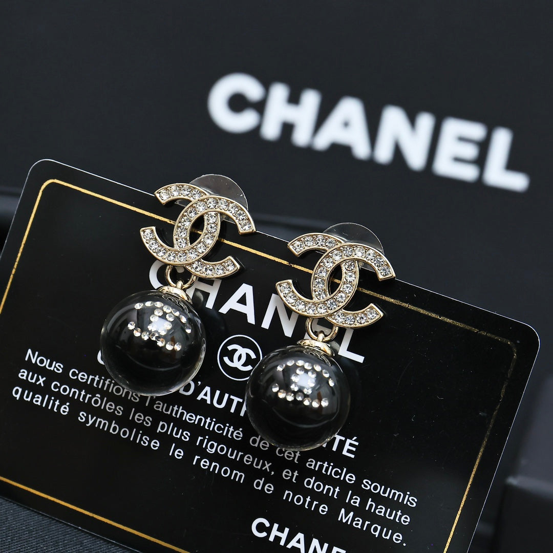 New Fashion Double C Letter Glass Ball Earrings ZS1326100901