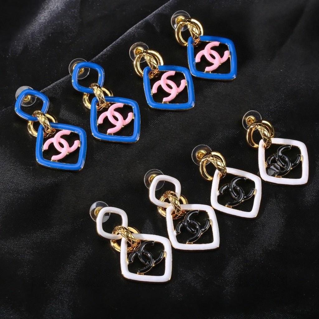 New Fashion Double C Enamel Square Drop Earrings ZS1326100902