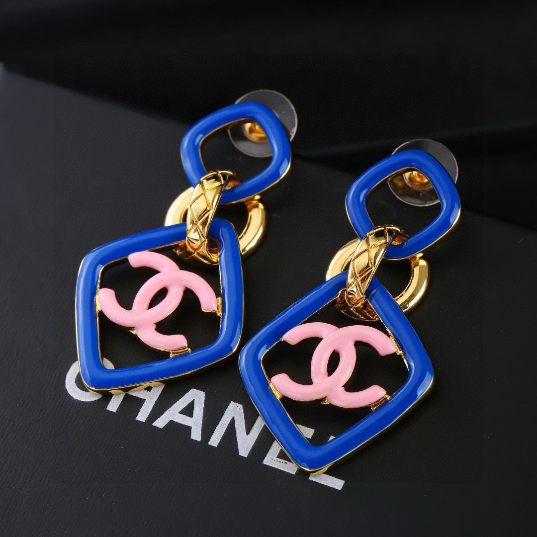 New Fashion Double C Enamel Square Drop Earrings ZS1326100902