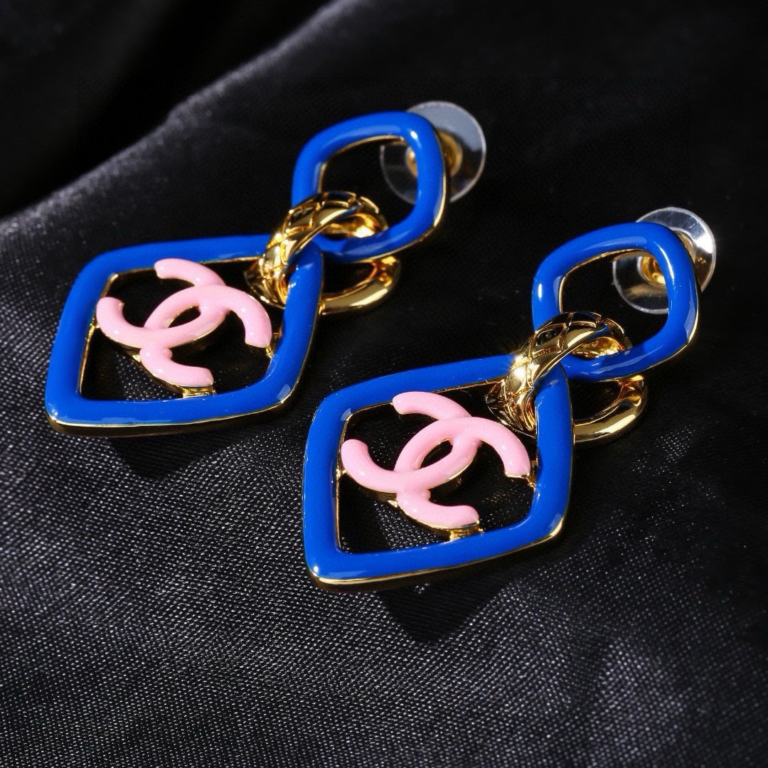 New Fashion Double C Enamel Square Drop Earrings ZS1326100902