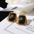 New Vintage Enamel Double C Square Stud Earrings ZS1326100904