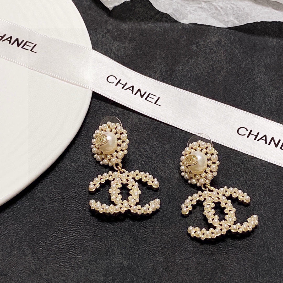 New Fashion Pearl Double C Drop Earrings ZS1326100905