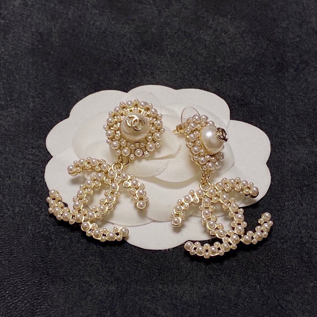 New Fashion Pearl Double C Drop Earrings ZS1326100905