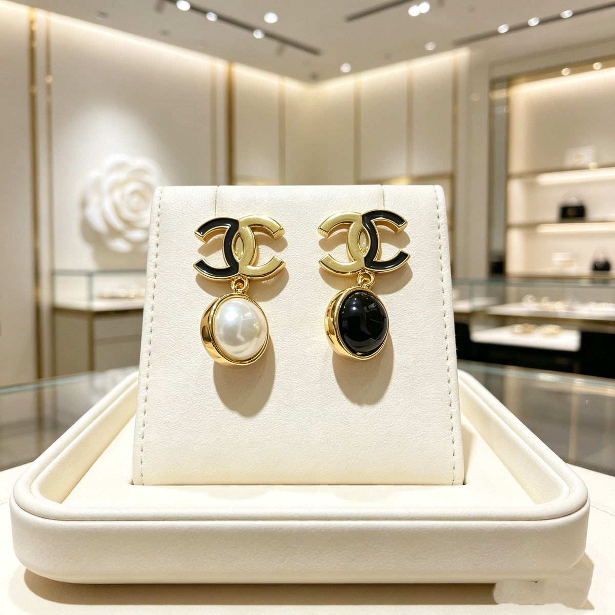 New Fashion Women's CC Pearl Drop Earrings ZS1326101001
