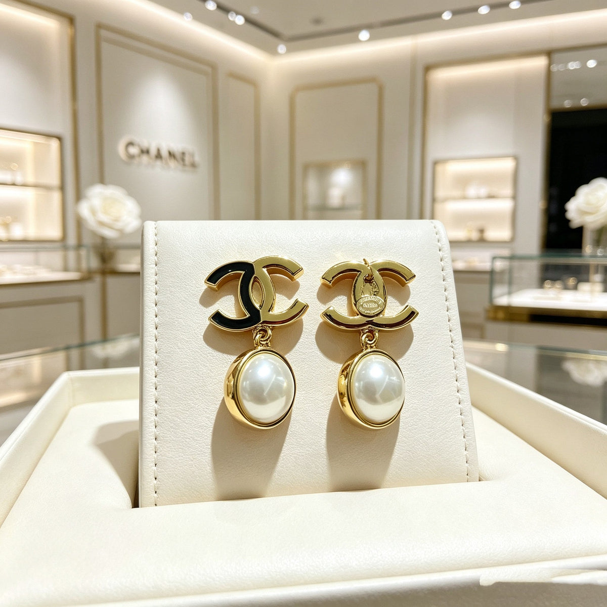 New Fashion Women's CC Pearl Drop Earrings ZS1326101001