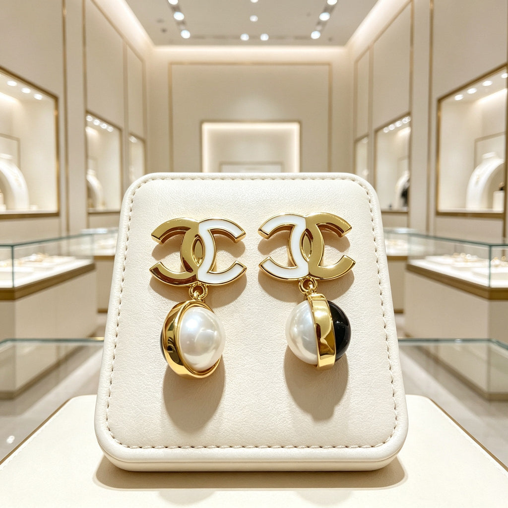 New Fashion Women's CC Pearl Drop Earrings ZS1326101001