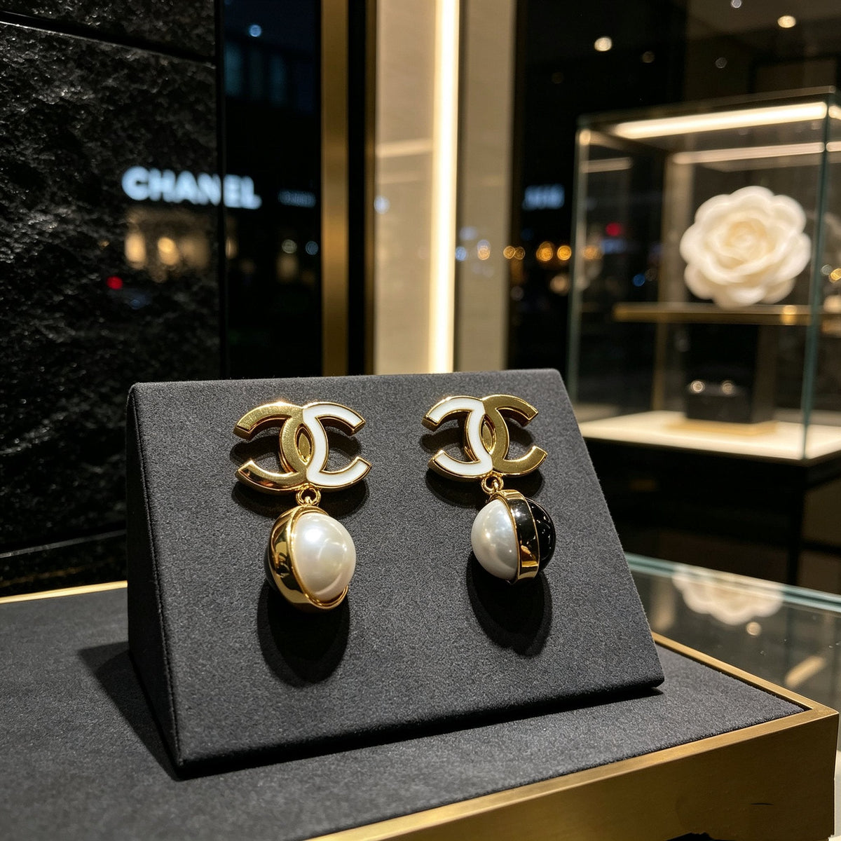 New Fashion Women's CC Pearl Drop Earrings ZS1326101001