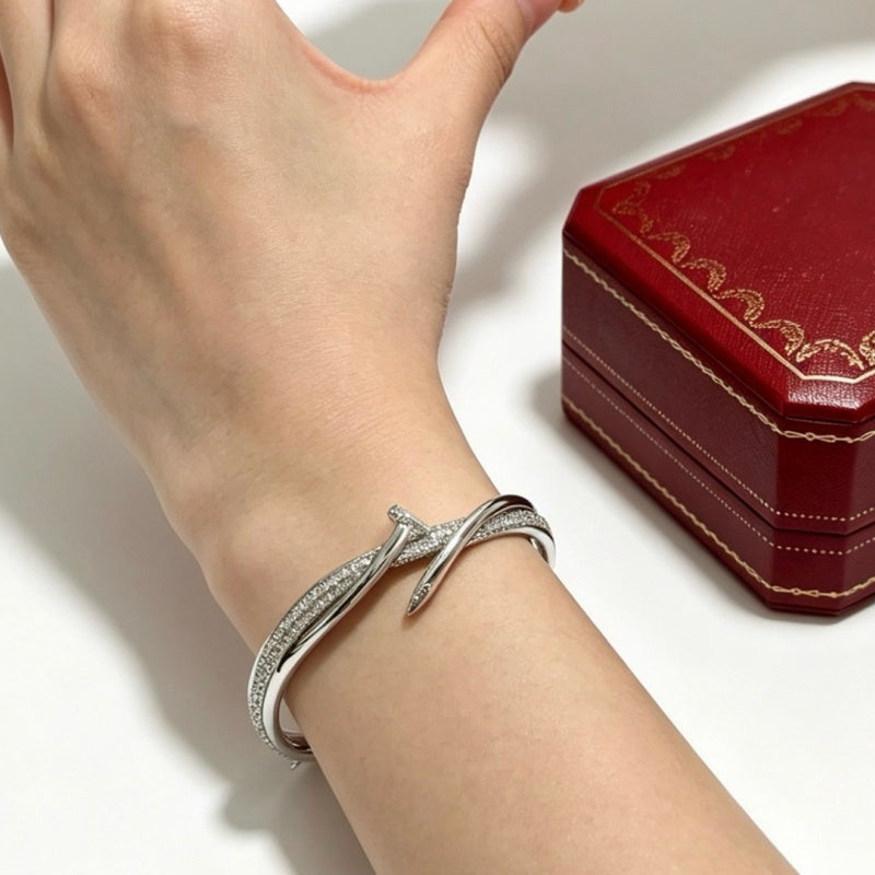 New Fashion Women's Cross Paved Nail Bangle ZS1326101018