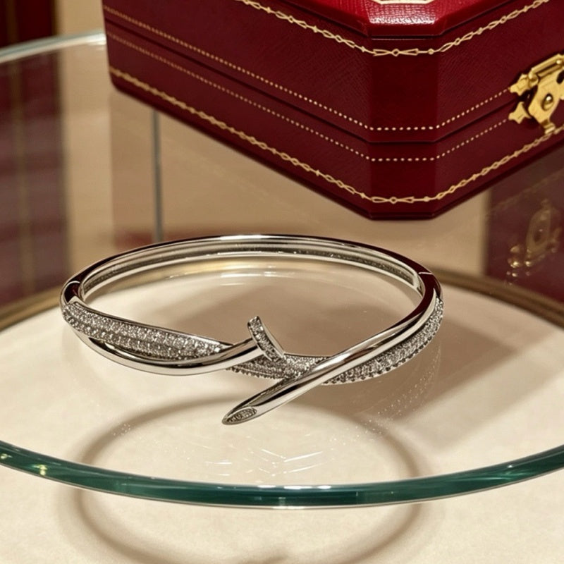 New Fashion Women's Cross Paved Nail Bangle ZS1326101018