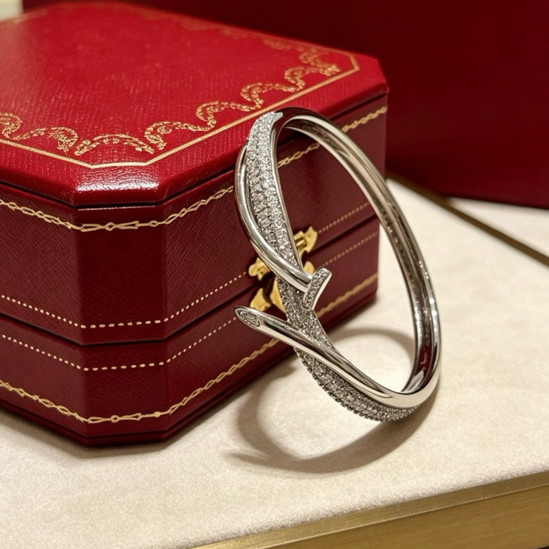 New Fashion Women's Cross Paved Nail Bangle ZS1326101018