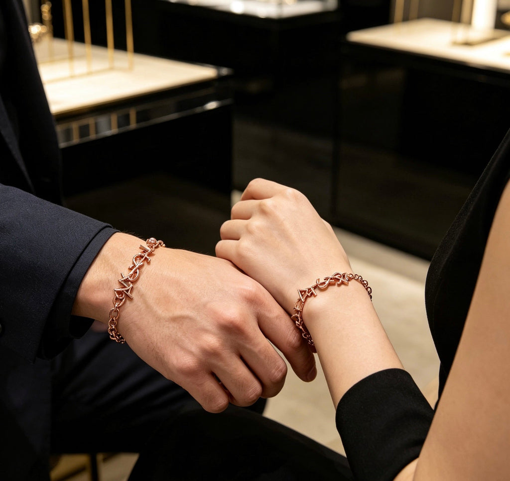 New Fashion Women's Letter Linked Rose Gold Bracelet ZS1326101019