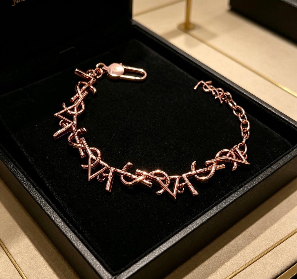 New Fashion Women's Letter Linked Rose Gold Bracelet ZS1326101019