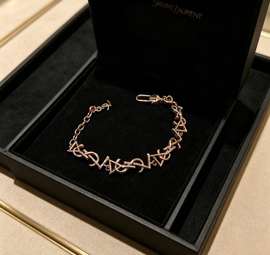 New Fashion Women's Letter Linked Rose Gold Bracelet ZS1326101019