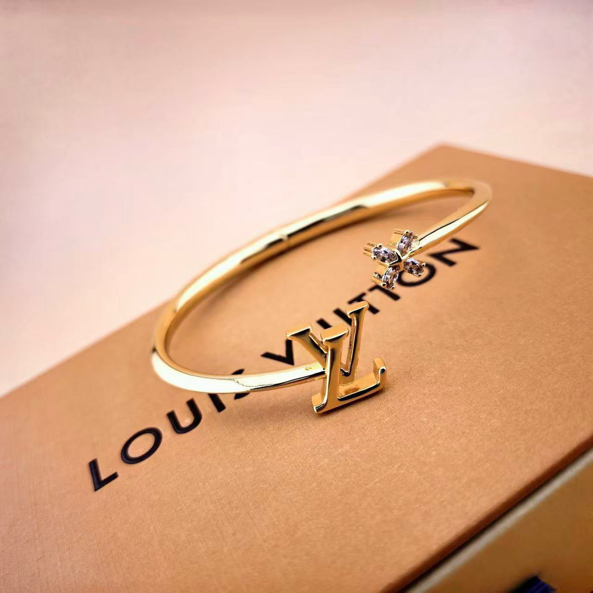 New Fashion Women's Letter Four-Leaf Flower Rhinestone Open Bangle ZS1326101020