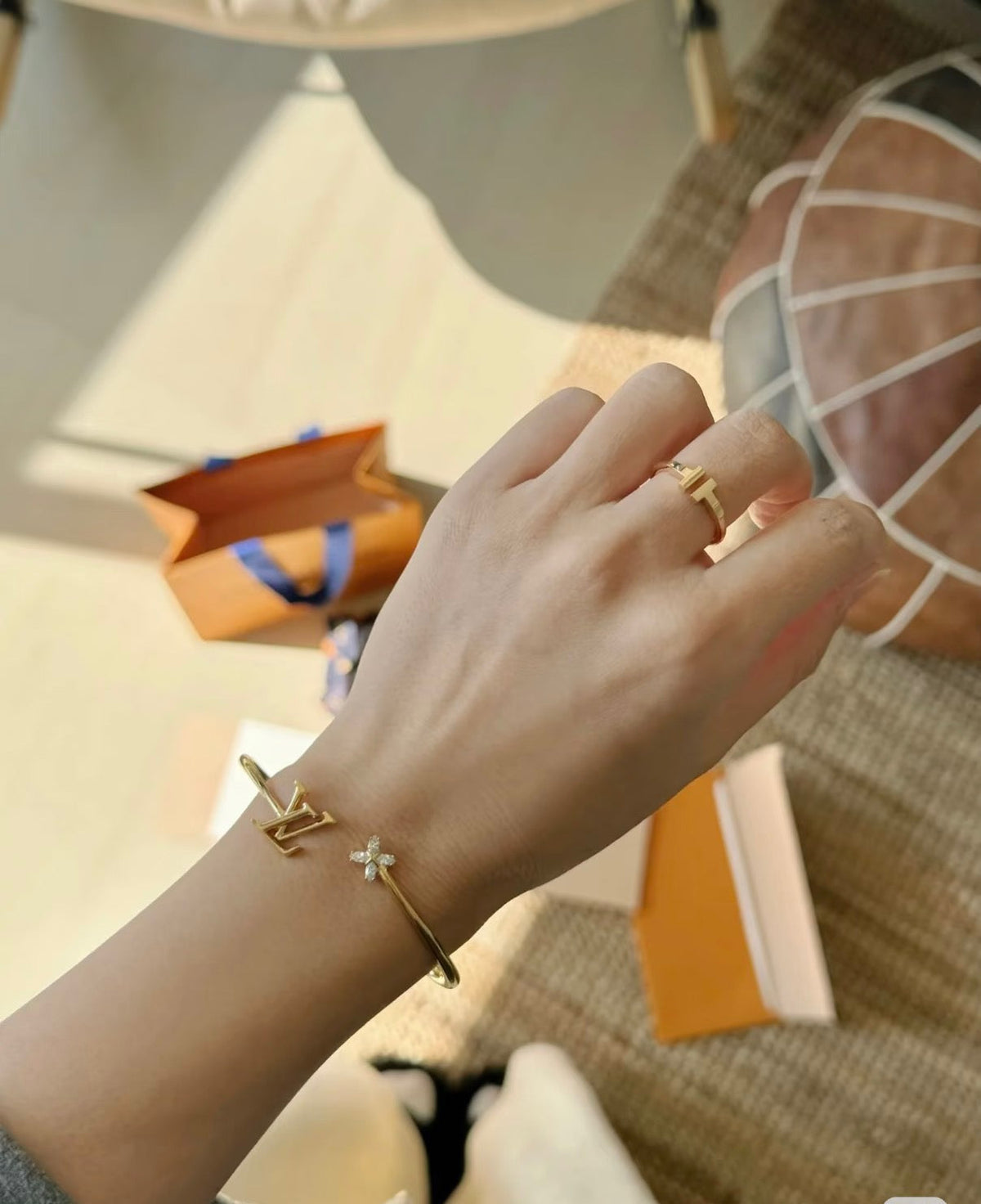 New Fashion Women's Letter Four-Leaf Flower Rhinestone Open Bangle ZS1326101020