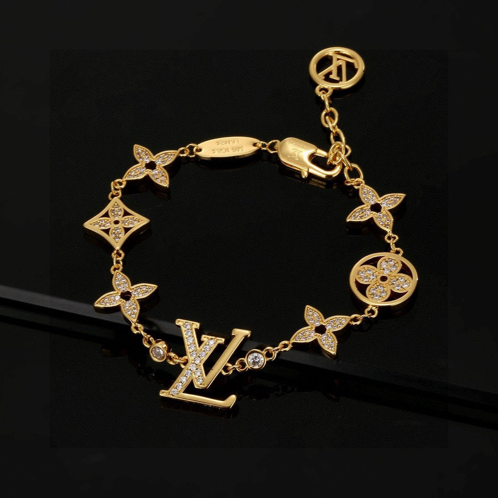 New Fashion Women's Multi-element Rhinestone Four-Leaf Flower Bracelet ZS1326101021