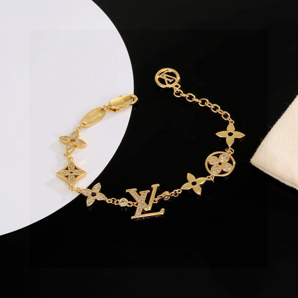 New Fashion Women's Multi-element Rhinestone Four-Leaf Flower Bracelet ZS1326101021
