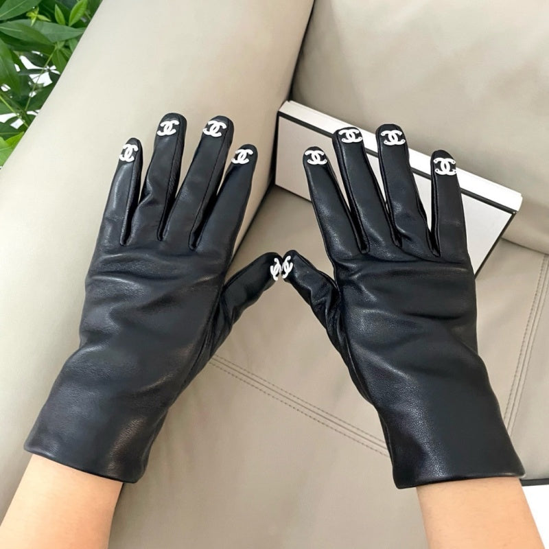 New Fashion Women's CC Fingertip PU Leather Gloves XC1326101022