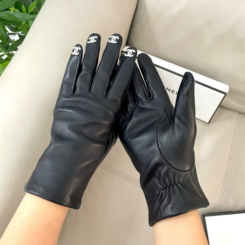 New Fashion Women's CC Fingertip PU Leather Gloves XC1326101022