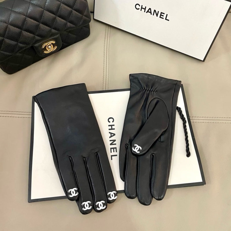 New Fashion Women's CC Fingertip PU Leather Gloves XC1326101022