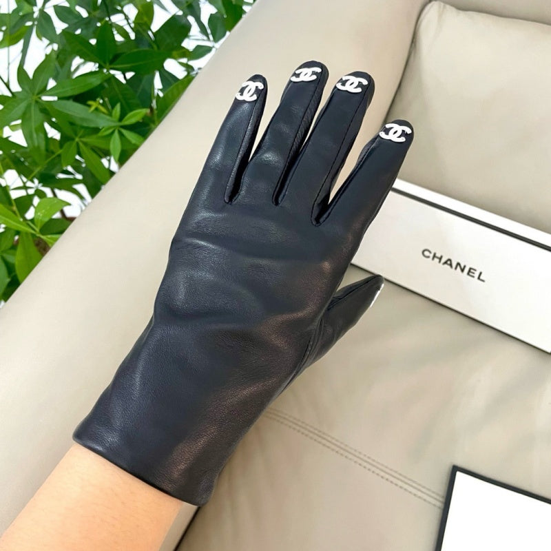New Fashion Women's CC Fingertip PU Leather Gloves XC1326101022