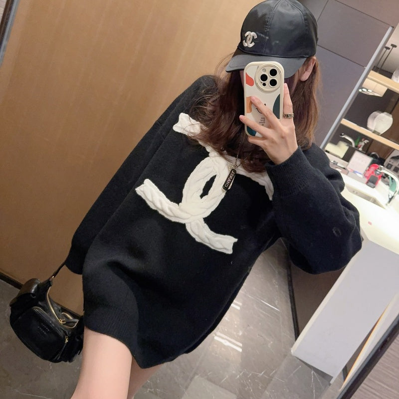 New Fashion Women's CC Crew Neck Knit Sweater DM1326101029