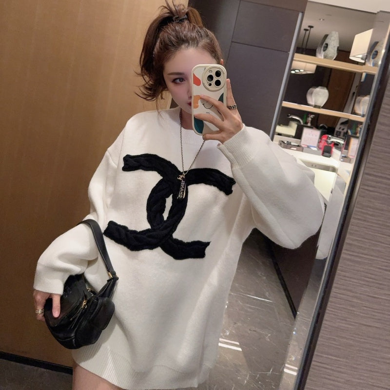 New Fashion Women's CC Crew Neck Knit Sweater DM1326101029