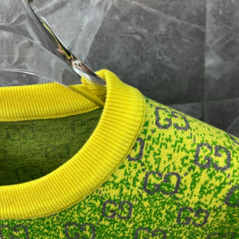 New Release Men's Gradient All Over Print Letter Crew Neck Sweater SJ1326101304