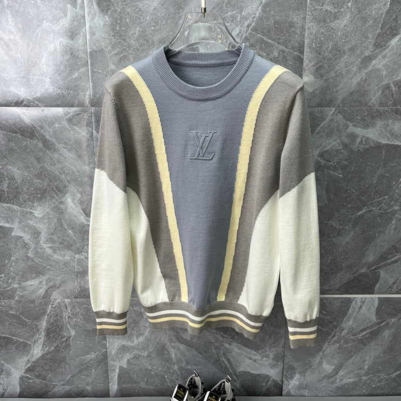 New Release Men's Color Block Crew Neck Sweater SJ1326101305