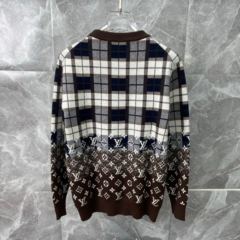 New Release Men's Plaid Monogram Crew Neck Sweater SJ1326101306