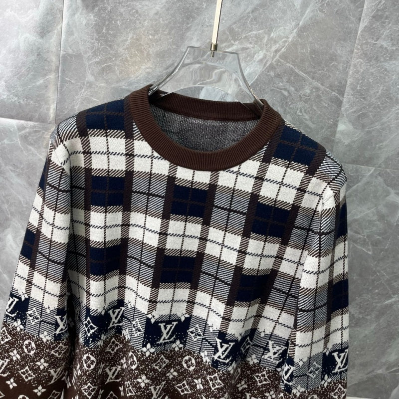 New Release Men's Plaid Monogram Crew Neck Sweater SJ1326101306