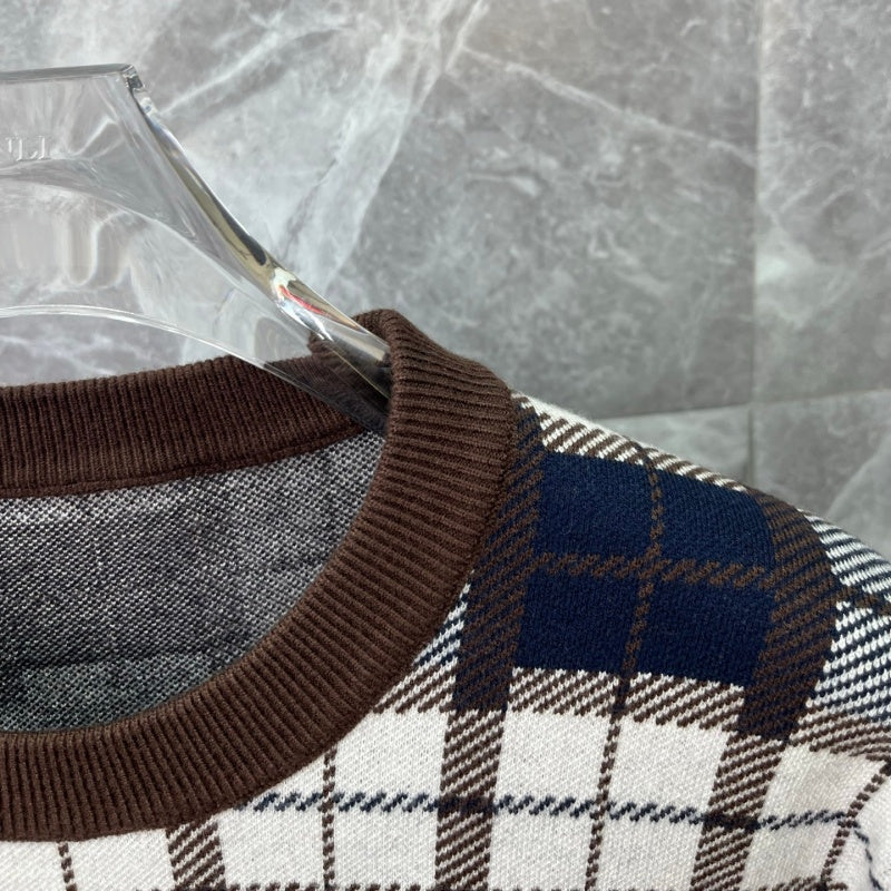 New Release Men's Plaid Monogram Crew Neck Sweater SJ1326101306