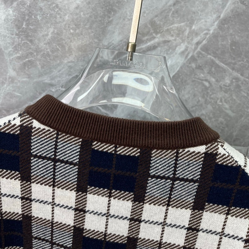 New Release Men's Plaid Monogram Crew Neck Sweater SJ1326101306