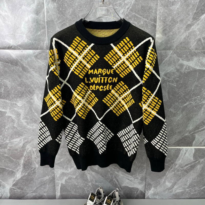 New Release Men's Plaid Monogram Crew Neck Sweater SJ1326101307